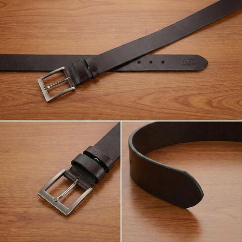 Thicken 1.5" Full Grain Leather Mens Belt & Key Chain Combo | Heavy Duty Everyday Carry | Gift Box Packed in Saudi Arabia