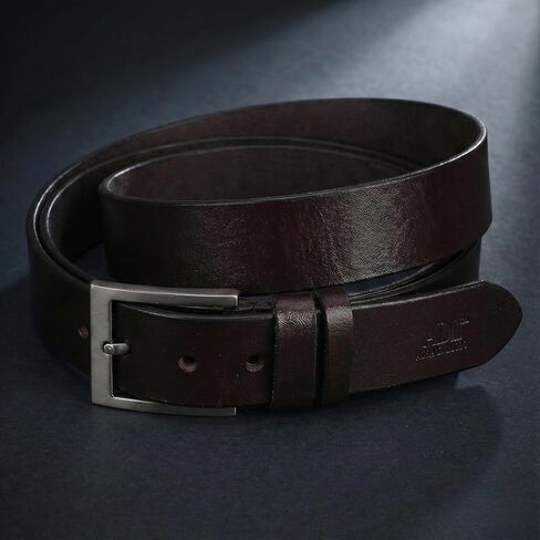 Thicken 1.5" Full Grain Leather Mens Belt & Key Chain Combo | Heavy Duty Everyday Carry | Gift Box Packed in Saudi Arabia