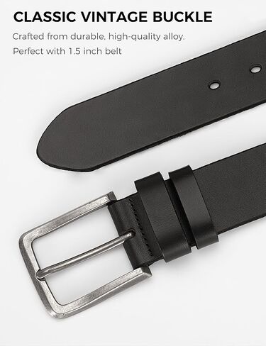 Men's Genuine Leather Belt - 1.5 Inch Casual & Work Belt with Metal Buckle in Saudi Arabia