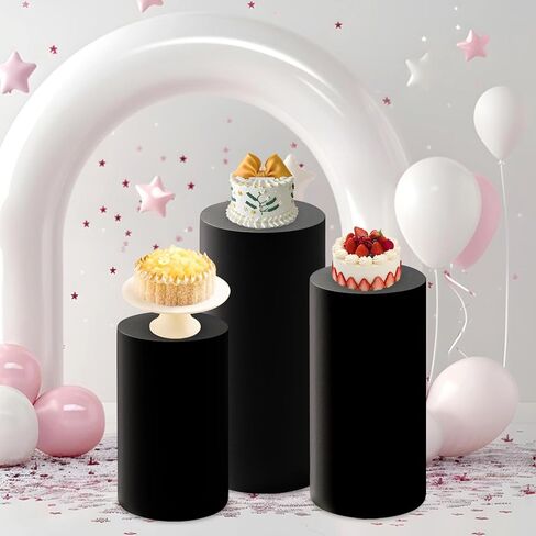 Cylinder Stand Covers for Party, Set of 3 Cylinder Pedestal Covers, Spandex Cylinders Stand Cover for Wedding or Birthday Event Decor - Only Contains Cylinders Cover in Saudi Arabia