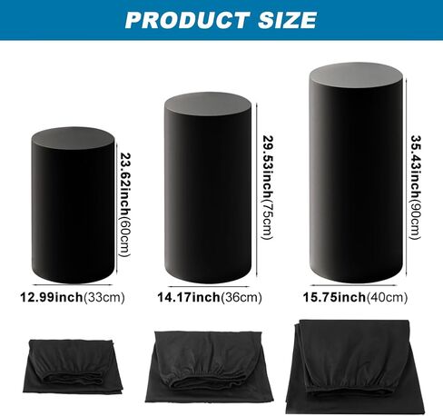 Cylinder Stand Covers for Party, Set of 3 Cylinder Pedestal Covers, Spandex Cylinders Stand Cover for Wedding or Birthday Event Decor - Only Contains Cylinders Cover in Saudi Arabia