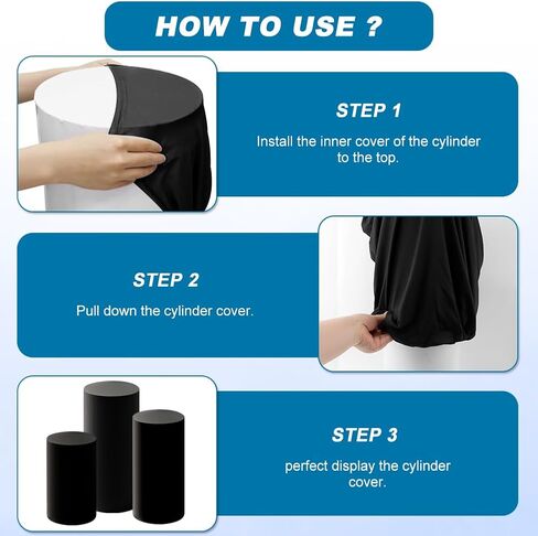Cylinder Stand Covers for Party, Set of 3 Cylinder Pedestal Covers, Spandex Cylinders Stand Cover for Wedding or Birthday Event Decor - Only Contains Cylinders Cover in Saudi Arabia