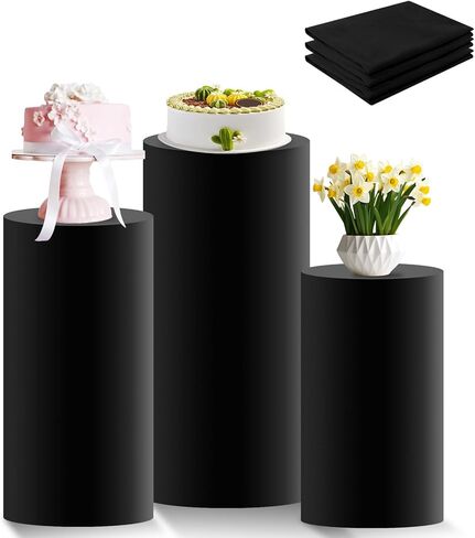 Cylinder Stand Covers for Party, Set of 3 Cylinder Pedestal Covers, Spandex Cylinders Stand Cover for Wedding or Birthday Event Decor - Only Contains Cylinders Cover in Saudi Arabia