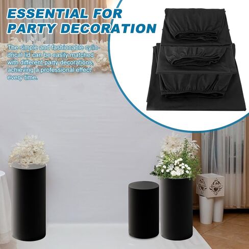 Cylinder Stand Covers for Party, Set of 3 Cylinder Pedestal Covers, Spandex Cylinders Stand Cover for Wedding or Birthday Event Decor - Only Contains Cylinders Cover in Saudi Arabia