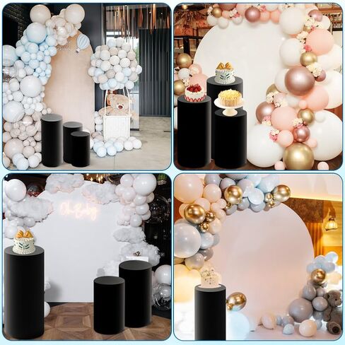 Cylinder Stand Covers for Party, Set of 3 Cylinder Pedestal Covers, Spandex Cylinders Stand Cover for Wedding or Birthday Event Decor - Only Contains Cylinders Cover in Saudi Arabia