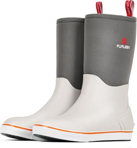 Furuian Men's Deck Boots Mid Calf Fishing Boots Rubber Boots for Men Waterproof Work Boots Longshore Durable Anti Slip Rain Boots in Saudi Arabia