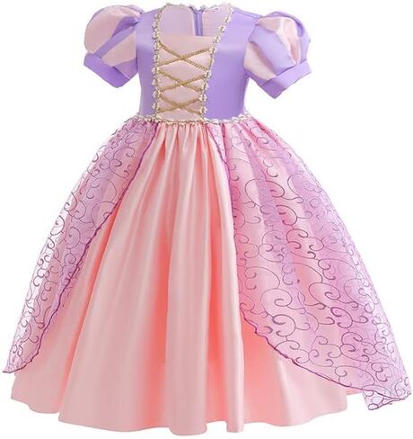 Princess Rapunzel Costume for Girls Halloween Christmas Dress Up Birthday Party Outfits Pink with Accessories for 3T-13 in Saudi Arabia