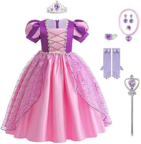 Princess Rapunzel Costume for Girls Halloween Christmas Dress Up Birthday Party Outfits with Accessories for 3T-13 in Saudi Arabia
