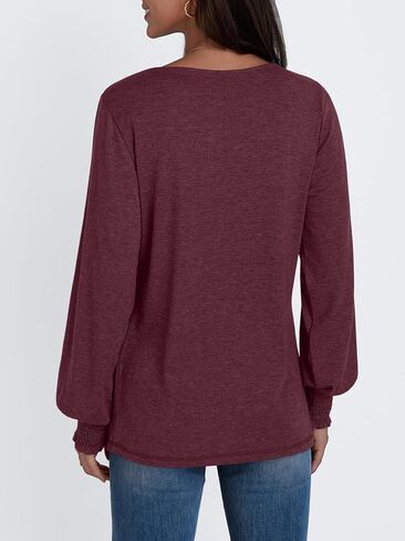 Womens Tops Blouses Dressy Casual Business Long Sleeve Crew Neck Tunic Loose Fit Trendy Outfits Fashion Clothes in Saudi Arabia