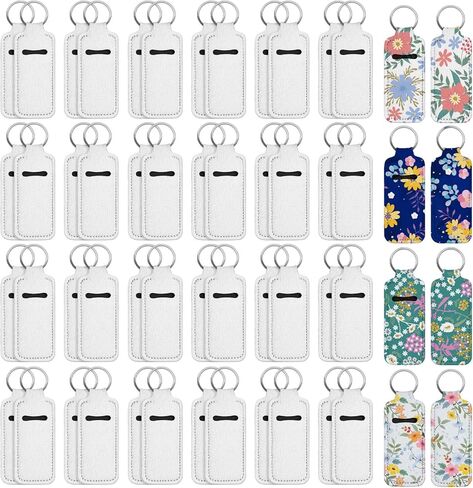 MAQUITA 60 Pcs Sublimation lipstick holder Blank Neoprene Lipstick Holder Keychain Blanks Heat Transfer Keychain for Women DIY Key Ring Travel Supplies in Kuwait