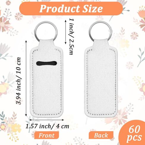 MAQUITA 60 Pcs Sublimation lipstick holder Blank Neoprene Lipstick Holder Keychain Blanks Heat Transfer Keychain for Women DIY Key Ring Travel Supplies in Kuwait