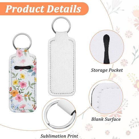 MAQUITA 60 Pcs Sublimation lipstick holder Blank Neoprene Lipstick Holder Keychain Blanks Heat Transfer Keychain for Women DIY Key Ring Travel Supplies in Kuwait