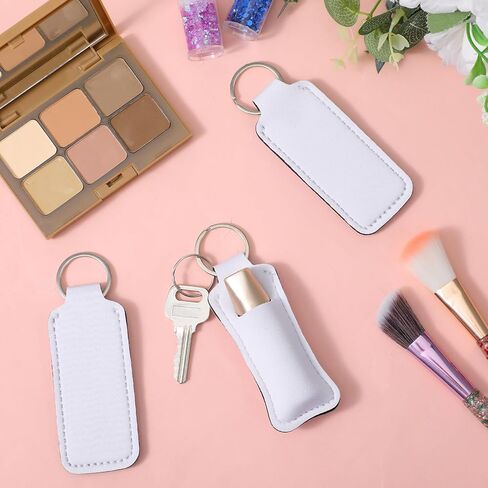 MAQUITA 60 Pcs Sublimation lipstick holder Blank Neoprene Lipstick Holder Keychain Blanks Heat Transfer Keychain for Women DIY Key Ring Travel Supplies in Kuwait