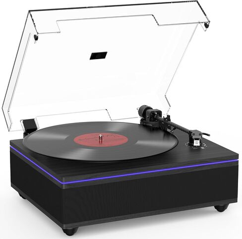 Vinyl Record Player with Built-in Stereo Speakers Bluetooth Belt-Drive Turntable High Fidelity Turntables for Vinyl Records with Magnetic Cartridge AT-3600L 2 Speed Turntable with LED Light in Kuwait