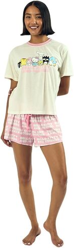 Bioworld Hello Kitty & Friends Group Character Art Women's Short Sleeve Tee & Shorts Lounge Set in Saudi Arabia