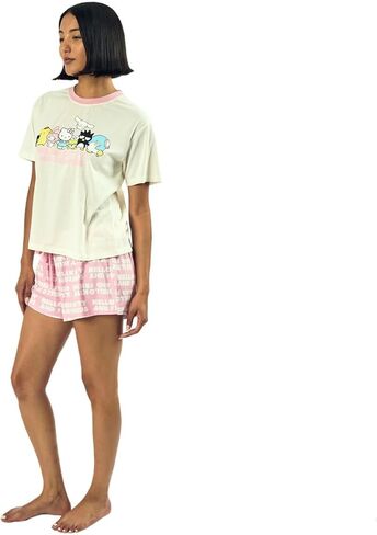 Bioworld Hello Kitty & Friends Group Character Art Women's Short Sleeve Tee & Shorts Lounge Set in Saudi Arabia