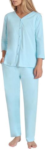 Women's Petite 3/4 Sleeve Pajamas Set Petite Length Cotton Pjs in Saudi Arabia