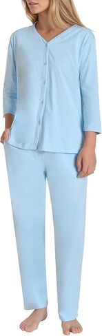 Women's Petite 3/4 Sleeve Pajamas Set Petite Length Cotton Pjs in Saudi Arabia