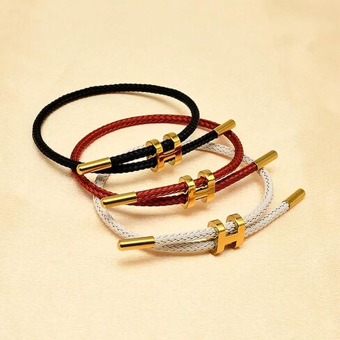 eartif Steel Bracelet Adjustable H Rope Bracelet for Women Men Waterproof Minimalist Wire Rope Charm Bracelet Couple Bracelet Fashion Jewelry in Saudi Arabia