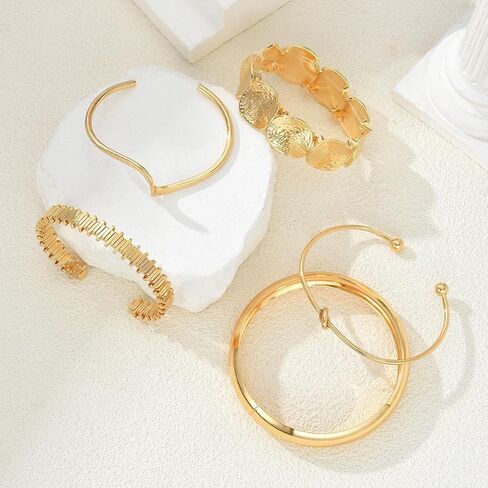 Chunky Gold Bangle Bracelet Stack Cuff Jewelry Women Gifts in Saudi Arabia