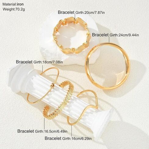 Chunky Gold Bangle Bracelet Stack Cuff Jewelry Women Gifts in Saudi Arabia