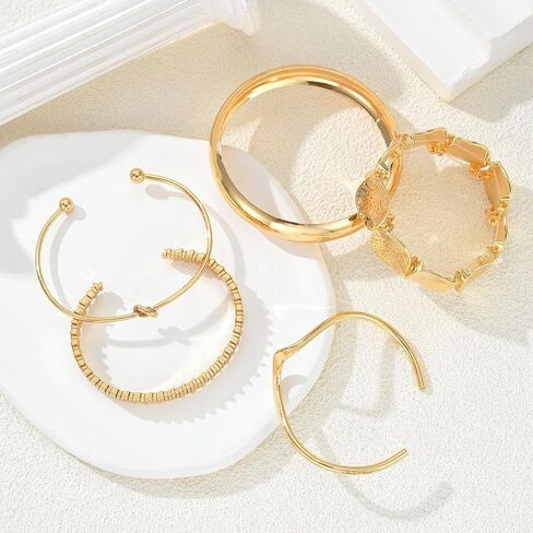 Chunky Gold Bangle Bracelet Stack Cuff Jewelry Women Gifts in Saudi Arabia