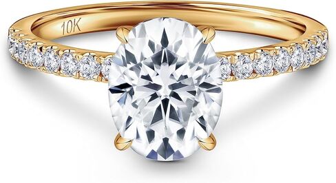 ISAAC WOLF 10k Gold 3 Carat Oval Cut Moissanite Rings Classic Engagement Ring in Saudi Arabia