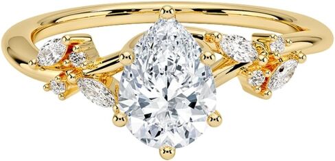 IGI Certified 1-5 Ct Pear Cut Lab Grown Diamond Ring – 10K/14K/18K Solid Gold, 925 Sterling Silver | Nature Inspired Engagement Ring for Women in Saudi Arabia