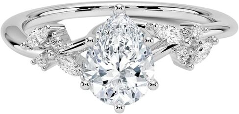 IGI Certified 1-5 Ct Pear Cut Lab Grown Diamond Ring – 10K/14K/18K Solid Gold, 925 Sterling Silver | Nature Inspired Engagement Ring for Women in Saudi Arabia