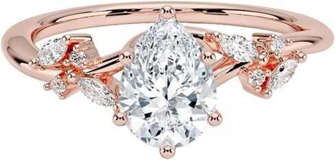IGI Certified 1-5 Ct Pear Cut Lab Grown Diamond Ring – 10K/14K/18K Solid Gold, 925 Sterling Silver | Nature Inspired Engagement Ring for Women in Saudi Arabia
