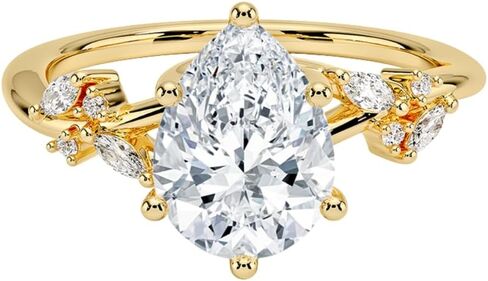 IGI Certified 1-5 Ct Pear Cut Lab Grown Diamond Ring – 10K/14K/18K Solid Gold, 925 Sterling Silver | Nature Inspired Engagement Ring for Women in Saudi Arabia