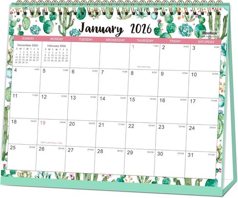 2024-2025 Desk Calendar - Standing Flip Desktop Calendar 2024-2025, Jul. 2024 to Dec. 2025, 9.8" x 8.3", 18 Month Desktop Calendar with Thick Paper, Memoranda Lined Pages, Strong Twin-Wire Binding, Ruled Writing Space in Saudi Arabia