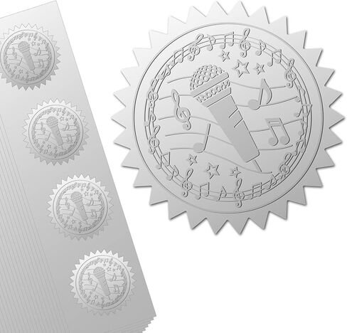 CRASPIRE 100pcs 1.5 Inch Thank You Silver Foil Stickers Silver Embossed Envelope Seals Stickers Round Heart Self Adhesive Stickers Medal Decoration Label for Graduation Season Award Certificate Seals in Kuwait