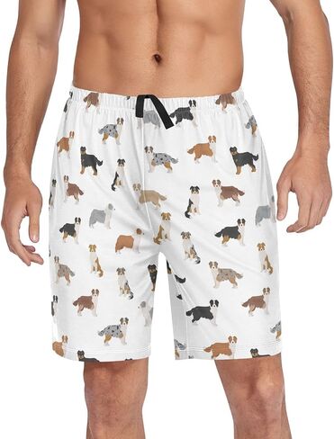 vvfelixl Men's Pajama Shorts Australian Shepherd Dog Sleep Shorts for Men Pajama Bottom Pants S in Saudi Arabia