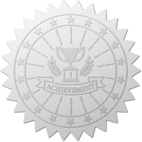 CRASPIRE 100pcs 1.5 Inch Thank You Silver Foil Stickers Silver Embossed Envelope Seals Stickers Round Heart Self Adhesive Stickers Medal Decoration Label for Graduation Season Award Certificate Seals in Kuwait