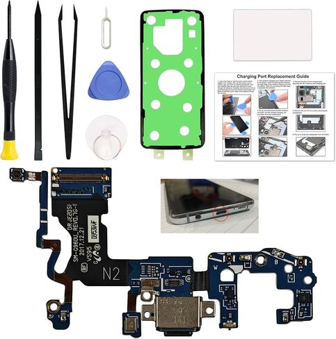مجموعة شحن Port Replacement Kit متوافقة مع إصدار Galaxy S9 US ، SM-G960U ، SM-G960U1 ، SM-G960W Dock Board USB-C ، مع دليل التعليمات ، مجموعة أدوات in Kuwait