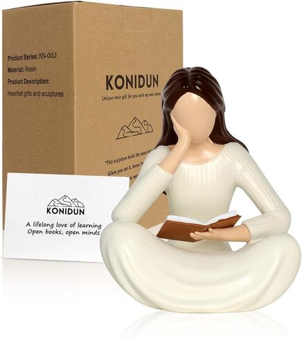 Abstract Reading Thinker Statue - Modern Book Lover Gift for Women, Gift for Readers, Teachers, Graduates, Librarians, Resin Aesthetic Sculpture for Bookshelf Shelves Home Office Desk Decor in Saudi Arabia