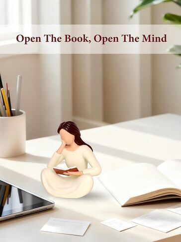 Abstract Reading Thinker Statue - Modern Book Lover Gift for Women, Gift for Readers, Teachers, Graduates, Librarians, Resin Aesthetic Sculpture for Bookshelf Shelves Home Office Desk Decor in Saudi Arabia