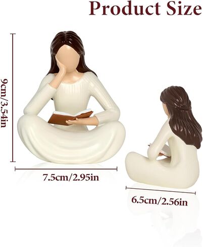 Abstract Reading Thinker Statue - Modern Book Lover Gift for Women, Gift for Readers, Teachers, Graduates, Librarians, Resin Aesthetic Sculpture for Bookshelf Shelves Home Office Desk Decor in Saudi Arabia