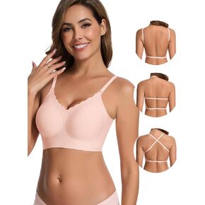 HBselect حمالات صدر منخفضة الظهر للنساء حمالة صدر عميقة على شكل حرف V بدون خياطة لاسلكية بدون ظهر حمالة صدر قابلة للتحويل in Kuwait