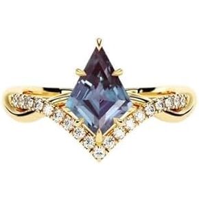 RARE JEWELS HUB Kite Shape Alexandrite Colour Changing Ring 14K Rose Gold Plated Engagement Ring Anniversary Promise Ring Engagement Ring Gift in Saudi Arabia