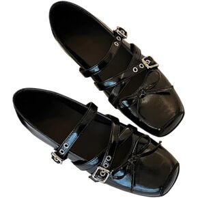 Fashionable high-Heel Ladies' Soft-Soled Mary Jane Shoes. Thick Bottom, Square Toe. Butterfly Knot Belt Buckle Design. Soft and Comfortable. in Kuwait