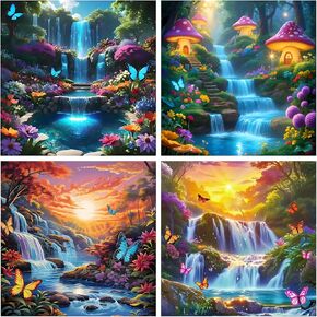 askkqtx Beach Sunset Diamond Art Kits for Adults, Coconut Tree Diamond Painting Kits for Beginners, DIY 5D Full Drill Crystal Flowers Diamond Dots Gem Art Craft Home Decor 16x12 Inch in Kuwait