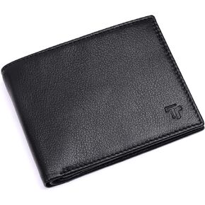 Black Leather Wallet – Bifold Card Holder | Real Genuine Leather Mens Wallet | RFID Secure | Fits 8 Cards | Tap to Pay Feature | Quality Credit Card Holder in Saudi Arabia
