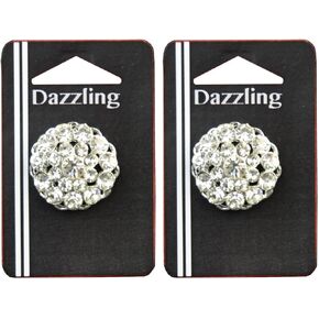 1-inch Round Rhinestone Button 1 Piece, Silver/Crystal in Kuwait