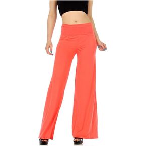 Superline Wide Leg High Fold Over Waist Palazzo Pants (Medium, Coral) in Saudi Arabia