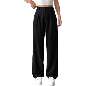 Womens High Waisted Wide Leg Pants Pleated Tailored Trousers with Pockets Business Casual Dress Pants in Saudi Arabia
