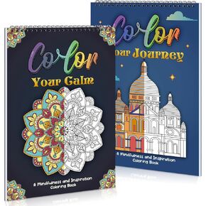 2 Pack Adult Coloring Books, 8.3×11.7in Exquisite Pattern Coloring &Activity Book for Relaxation, Spiral Bound Coloring Book for Adults, Ideal for DIY, Mindfulness Relaxation Gifts in Kuwait