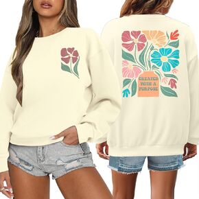 MOUSYA بلوزات مسيحية للنساء الكتاب المقدس الآية قميص يسوع الأزهار البلوز الإيمان الديني Crewneck كم طويل بلايز in Kuwait