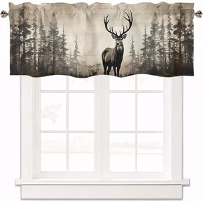 Retro Deer Window Valances Animal Moose Deer Country Farmhouse Style Window Valances for Kitchen, Bathroom, Dining Room, Living Room, Bedroom 54x18inch, 1 Piece in Saudi Arabia